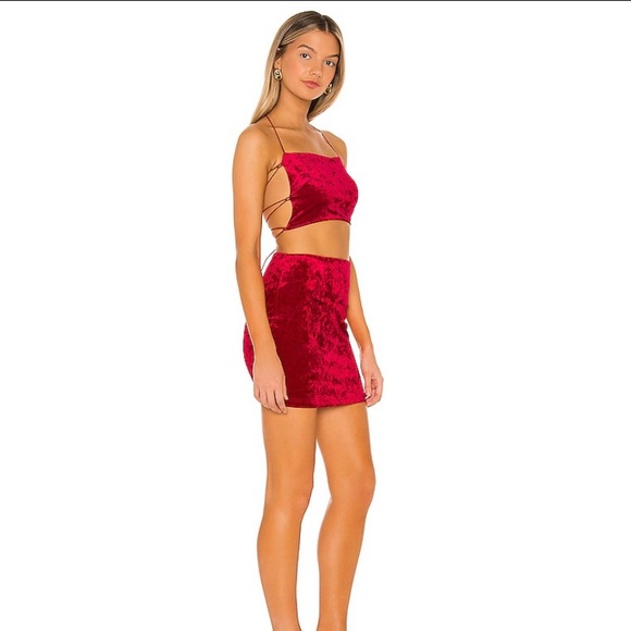 Revolve Aubree Lace Up Set in Red - Picture 2 of 3